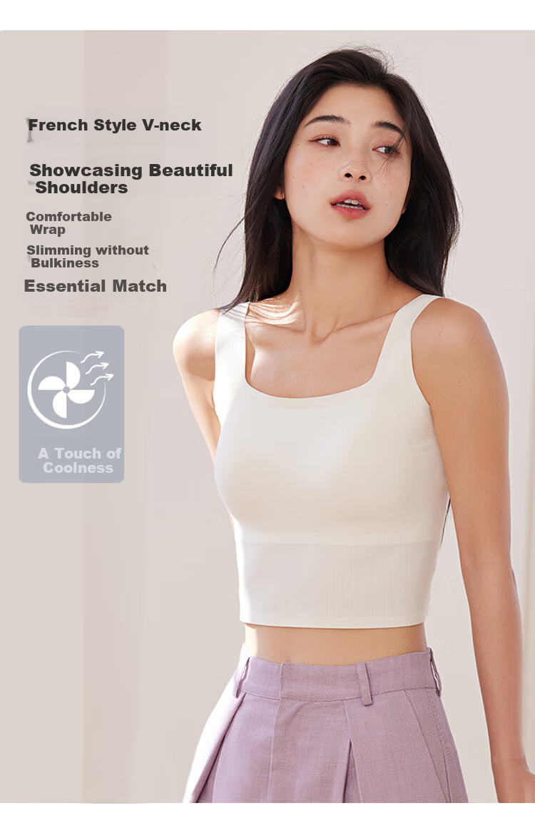 FitonTon Women's Camisole Tank Top with Built-In Bra Pads, Wear As Inner Or Outer Layer, Sports Undershirt, Sleeveless T-Shirt Top 2