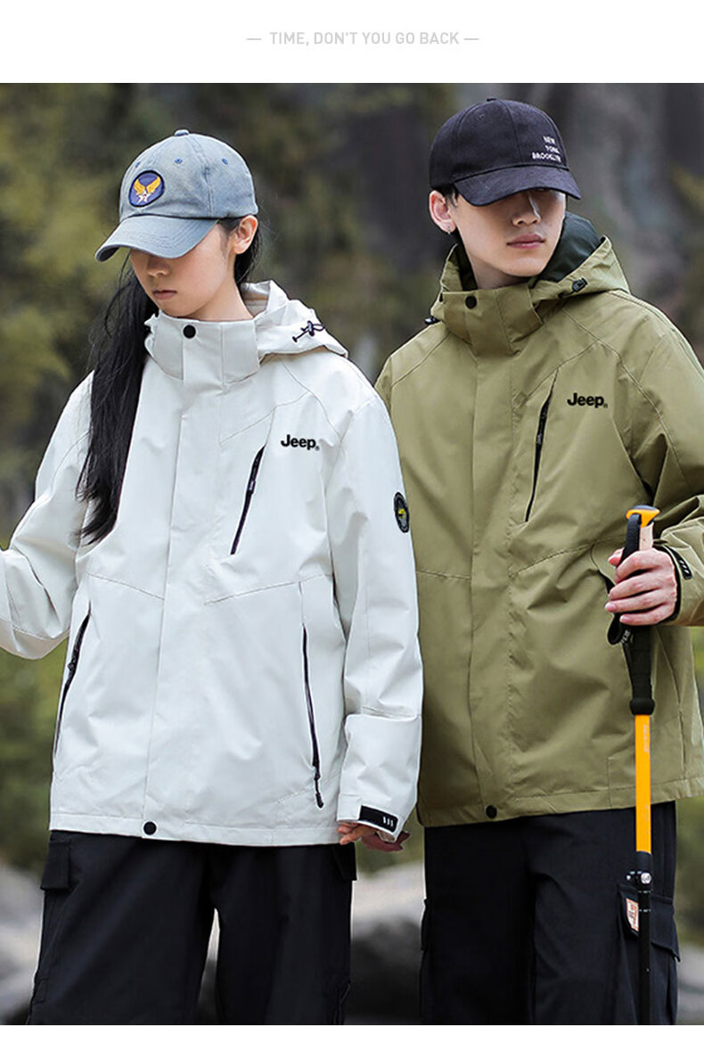 JEEP Windbreaker Jacket for Men And Women, Spring Season, Hooded Windproof Outdoor Hiking Coat for Men, Black, 2XL 3