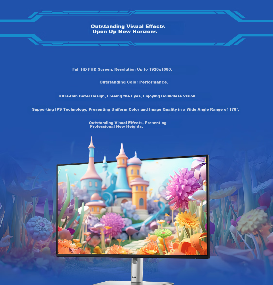 DELL 21.5-Inch Office Monitor, IPS Panel, 100Hz Refresh Rate, Hardware Blue Light Protection, VGA+HDMI+DP Ports, Height And Rotation Adjustable, P2222H Upgraded Version P2225H 3