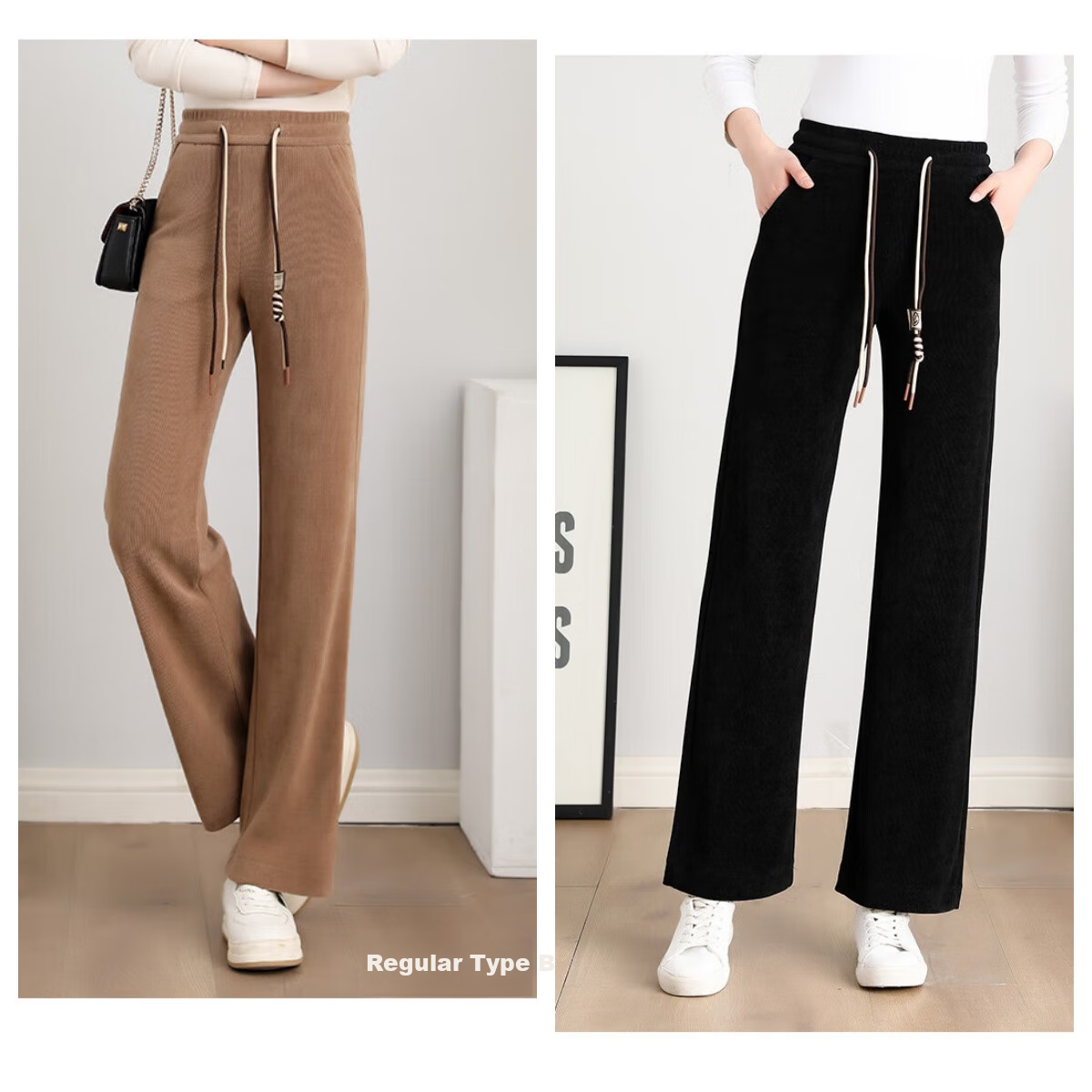 Meishi Women's Casual Pants Autumn Winter Fleece Lined Thickened Loose Straight Leg Wide Leg Trousers New 8317H Wheat 4XL 17