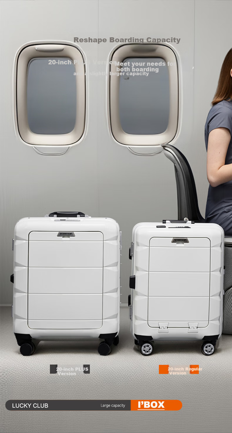 LUCKY CLUB Fingerprint Lock Suitcase Carry-On Luggage 20-Inch Fingerprint Model with Wide Handle in Frost Green PLUS Wide Versio 3