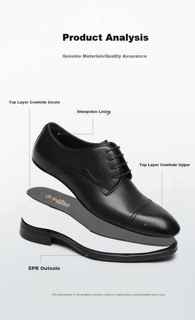 Goldlion Men's Formal Shoes, Stylish And Comfortable Leather Shoes with Durable Soles, G580510157AAB, Black, Size 39 5