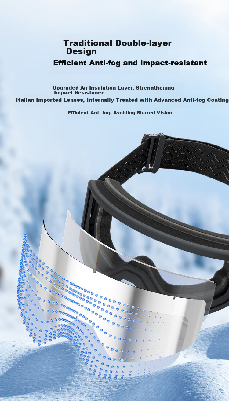 JD Original REVO Coated Double-Layer Anti-Fog Ski Goggles, Mountain Climbing And Skiing Glasses, Protective Eyewear for Men And Women, Cool Silver 3