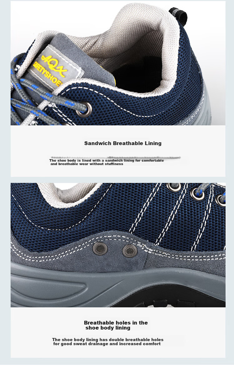 Zhugu Anti-Smashing Safety Shoes for Men, Summer Breathable Puncture-Resistant Odor-Proof Non-Slip Heat-Resistant Wear-Resistant Protective Construction Site Work Shoes Safety Shoes [Lightweight Breathable] Blue Size 42 9