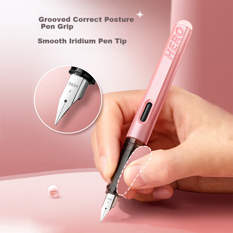 HERO Erasable Fountain Pen, 369 Ergonomic Design for Third Grade Elementary Students, Heat-Sensitive Erasable Ink Pen for Male And Female Beginners, F Nib, Pearl Blue