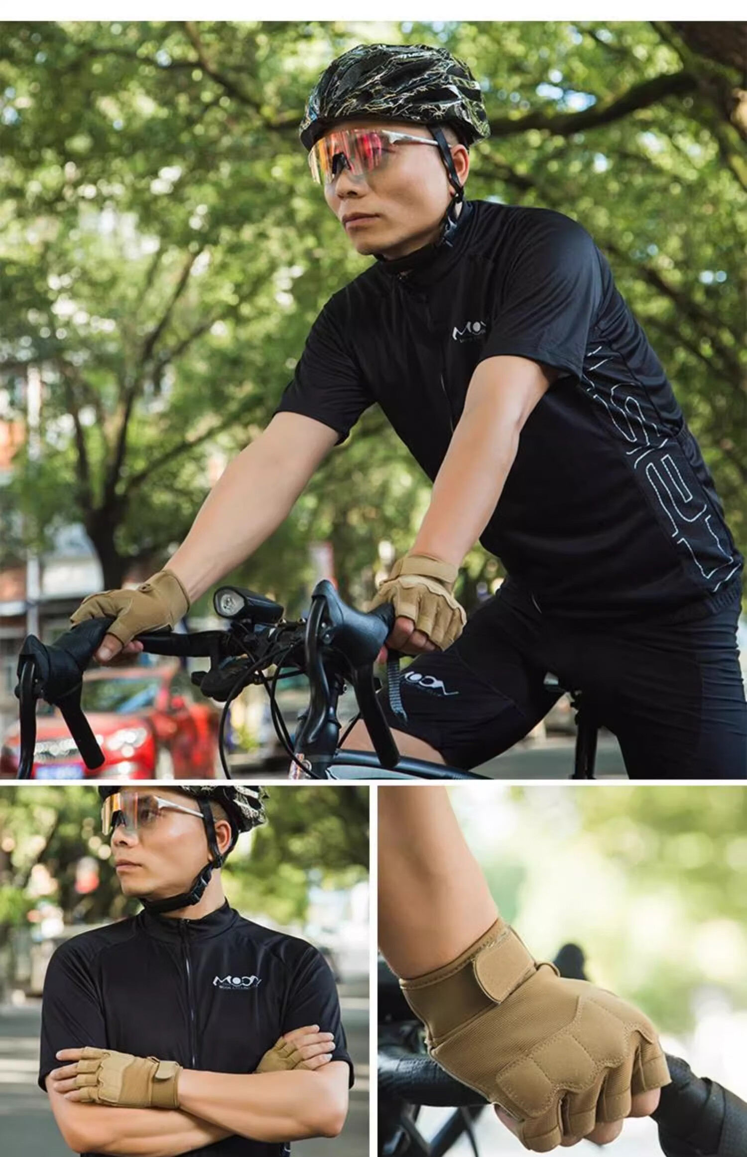 MOON MOON Cycling Gloves, Fingerless Short Gloves, Mountain Bike Gloves for Men And Women, Summer Thin Breathable Shock-Absorbing Bicycle Equipment 4