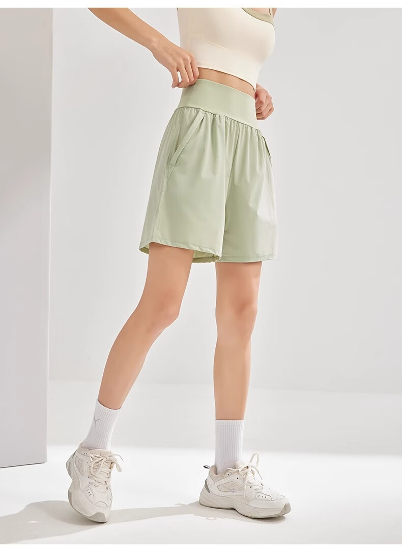 NEVER ME Women's Sports Pants, Casual Shorts, High-Waisted Tummy Control, Loose-Fitting, Breathable, Quick-Drying, Running, Fitness, Boxing Pants, Summer 21
