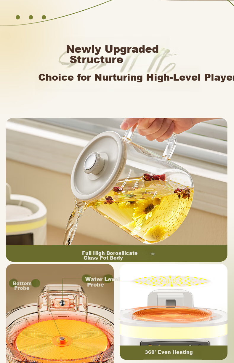 Royalstar Health Pot, All Glass, No Glue, Constant Temperature Kettle, Water Boiler, Tea Maker, 1.2L Household Office Flower Tea Pot, Health Cup, Mid-Autumn Festival Gift, 24H Heat Preservation YSH1280 1