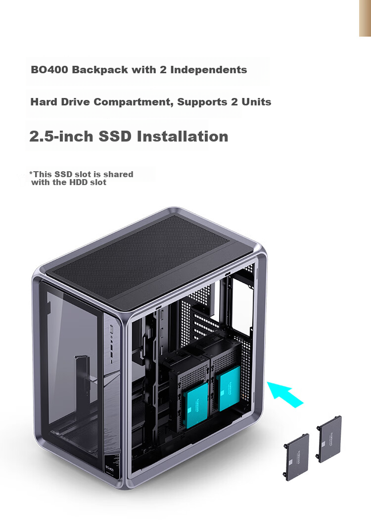 JONSBO BO400 ATX Aluminum Seaside Case (E-Sports Gaming, 360mm Water Cooling, 5V ARGB Lighting Effects, 10 Fan Positions, Aluminum Alloy GPU Bracket, ATX Power Supply Position) 16