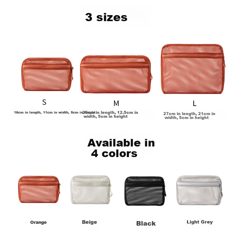 MUJI Recycled Polyester Fiber, 3D Mesh Bag, Beige, Approximately 16x11x5cm 2