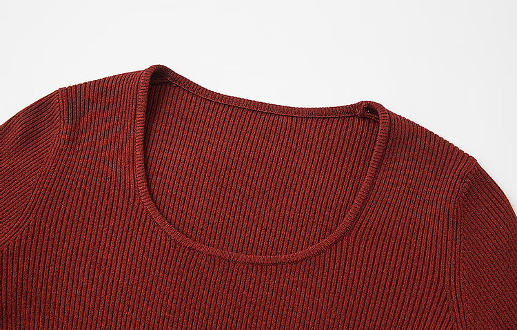 DME Winter Port Style Low Round Neck Slim Fit Concealing Long Sleeve Knit Top for Women Off-White M 8