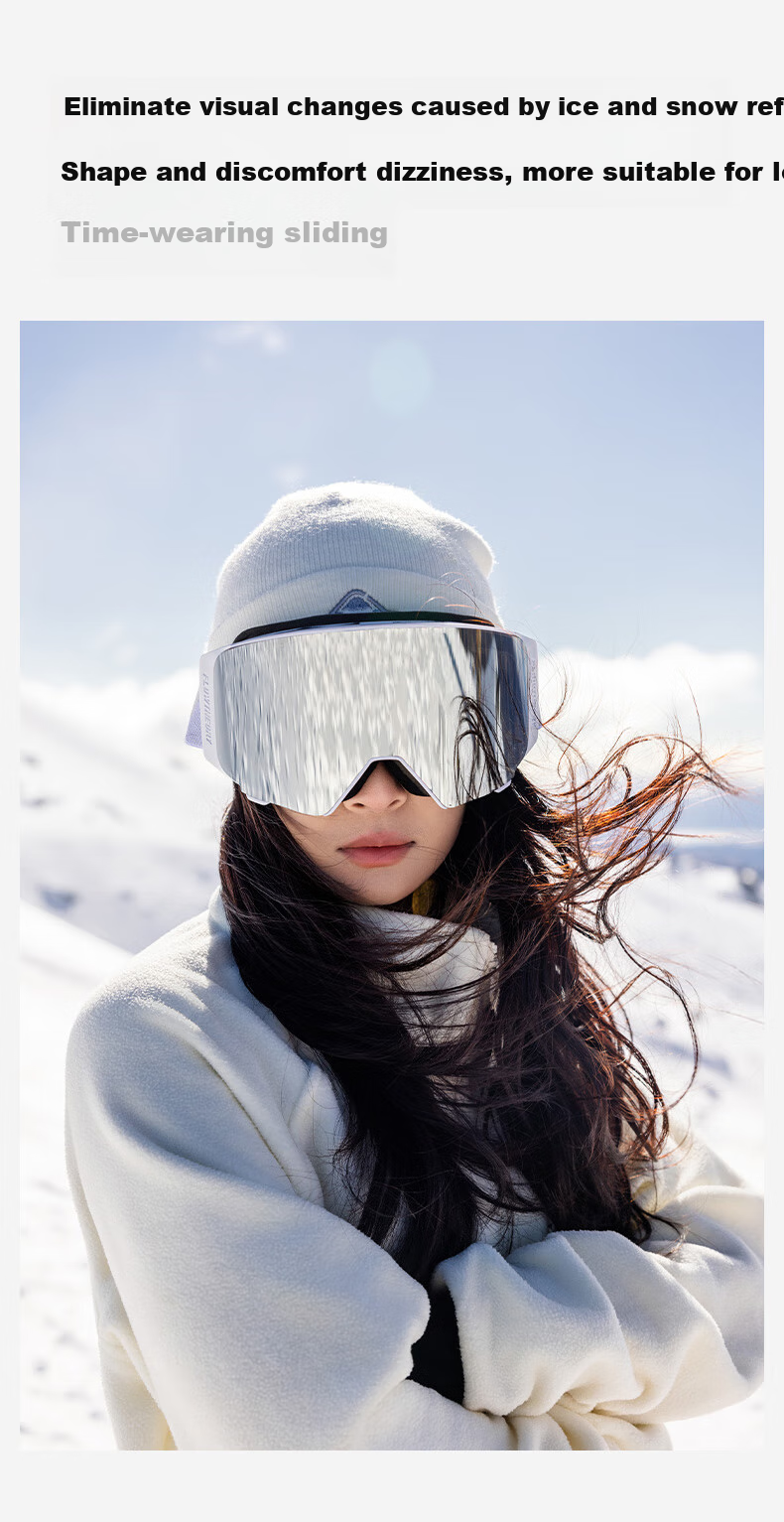Flow Theory Magnetic Flip-Up Anti-Fog Ski Goggles for Men And Women, Suitable for Single And Double Board Skiing, with Photochromic Lenses for Myopia Protection, Obsidian Black 3