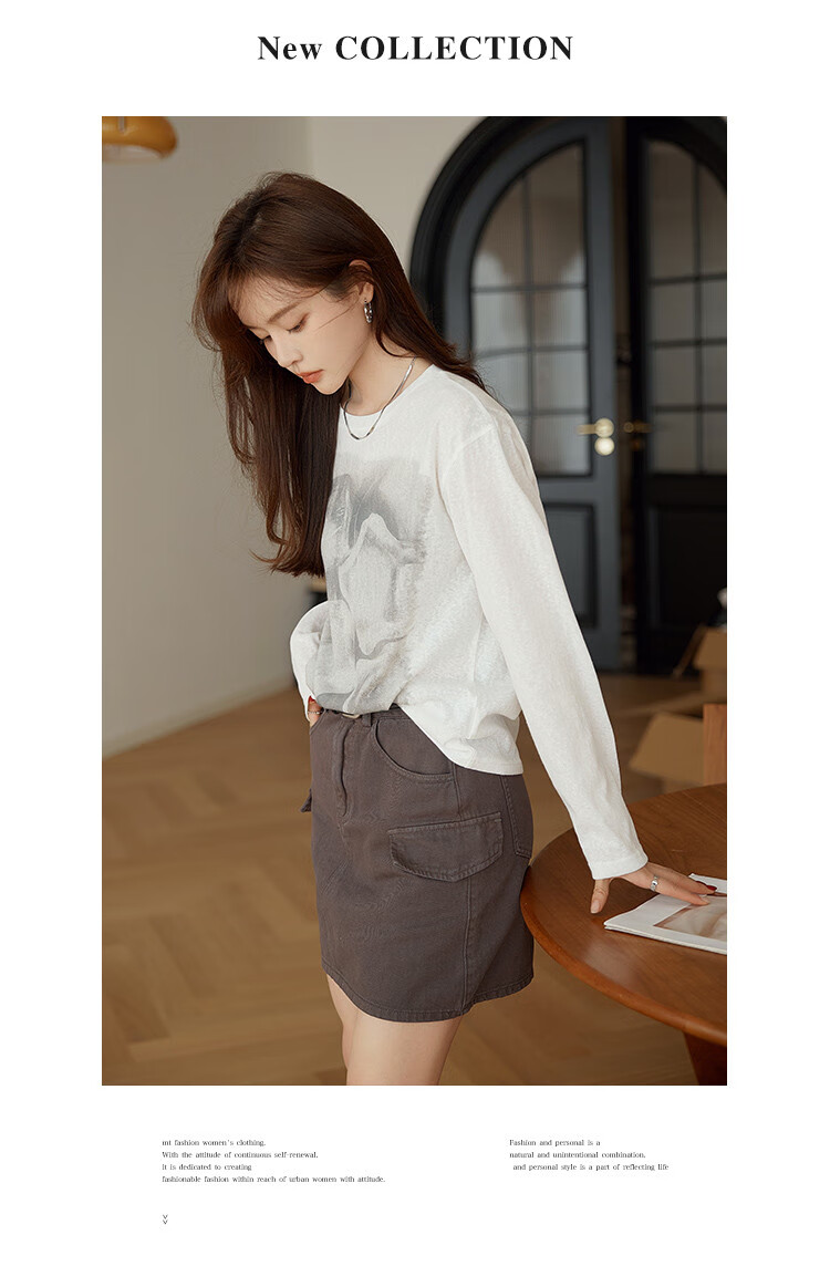 Mt [Japanese Street Style] Spring Lightweight See-Through Large Floral Print Design Long Sleeve T-Shirt, Gray-Gree 7
