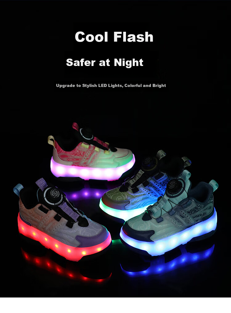 BKG Running Shoes for Girls, Four-Wheel Sports Shoes for Children, Student And Youth Skating Shoes ZYQ23825-B7, Lan Yue, Size 32 4