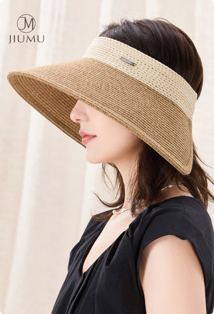 JIUMU Sun Protection Hat for Women, Sun Visor Cap, Sun Hat, Visor Hat, Straw Hat, Cool Hat, Summer Outdoor Face-Covering UV Protection Hat for Wome 1