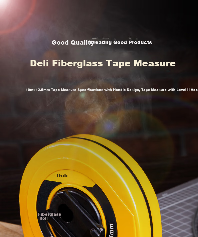 Deli 10-Meter Fiber Tape Measure, Box-Type Playground Roller Ruler, Engineering Measurement Tool, 10 Meters 1