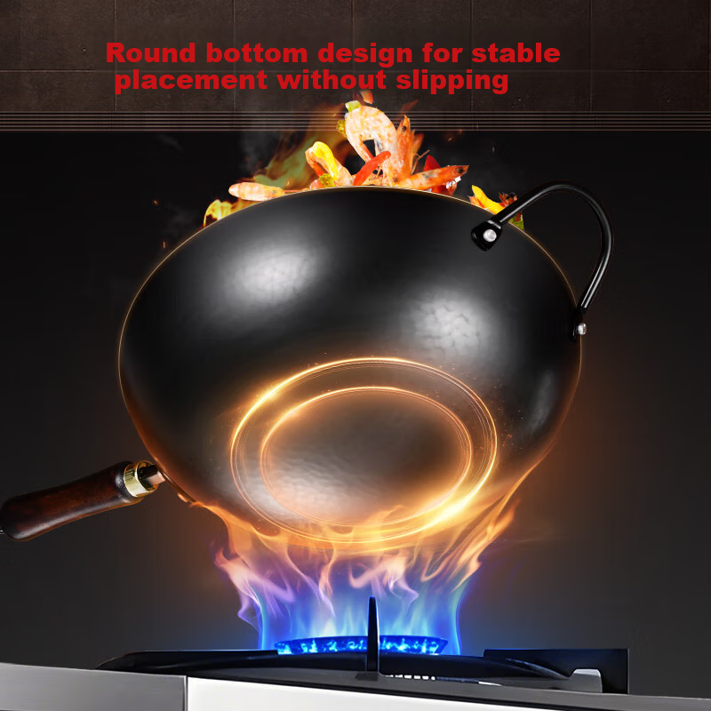 SSGP Iron Wok, Non-Coated Frying Pan for Home Cooking, Healthy Gas Stove, Preheated, Pure Iron, Round Bottom, 30cm, 37831 8