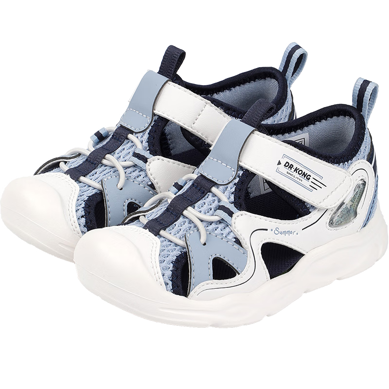Dr. Jiang Toddler Walking Shoes Summer Boys and Girls 1-3 Years Old Baby Children's Sandals 2S14A2006AM Beige/Blue Size 22