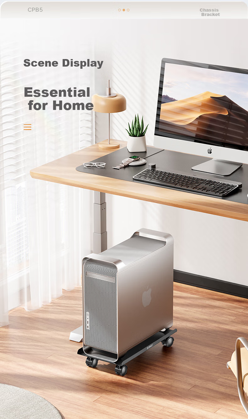 ORICO Computer Tower Stand with Universal Wheels And Locking Clamps, Free-Moving Desktop Computer Case Stand Base Tray, Multi-Size Compatible CPB6 7