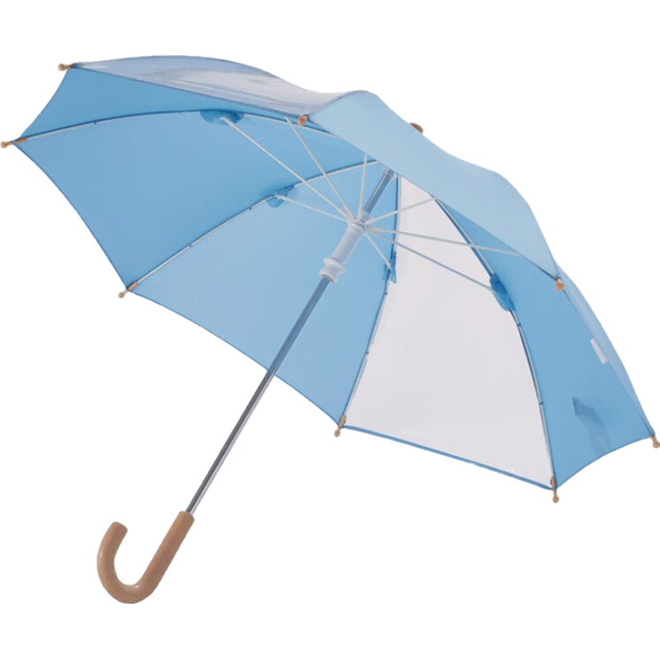 Obsu Japanese Transparent Children's Umbrella with Long Handle, Lightweight POE Cute Fresh Gentleman Blue Children's Transparent Umbrella