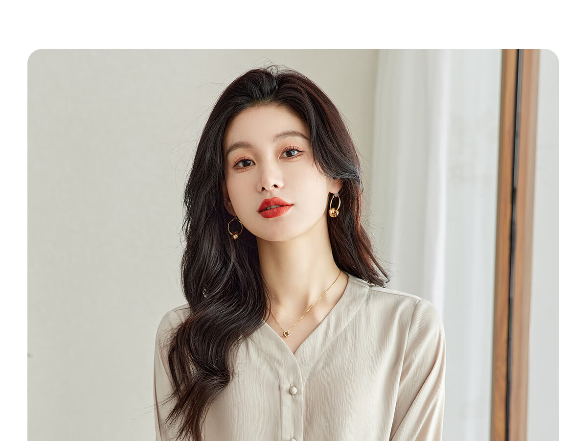 YUZHAOLIN V-Neck Faux Placket Romantic Ruffle Sleeve Long Sleeve Shirt Fashion Casual Work Blouse Y51S015 16