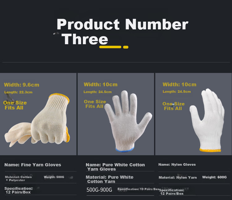 Ams Cotton Work Gloves with Anti-Slip Thickened Durable Cotton Yarn for Car Repair, Agriculture, Construction, Labor, Bricklaying, Warehouse Work, White Unisex 900G [Authentic Product] 12 Pairs 10