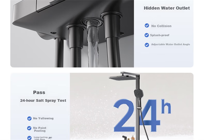 ARROW Shower Head with Large Storage Square Tube, White Bathroom Full Copper Piano Key Shower Head AE34191MZMKW2 35