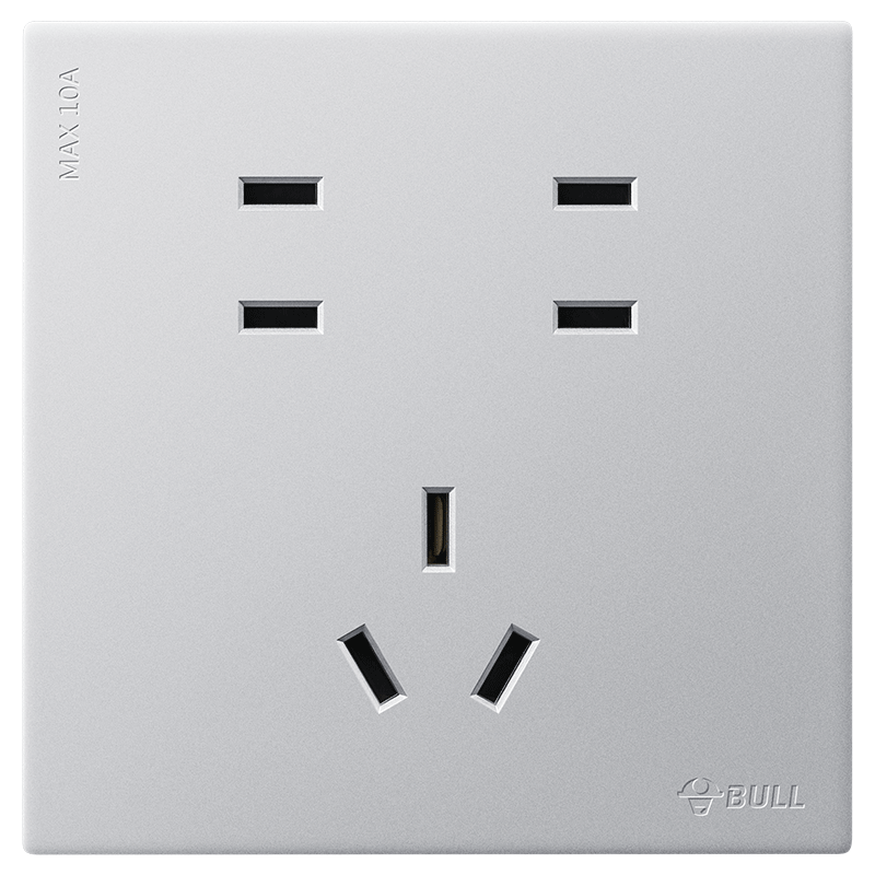 BULL G60 Series 10A Seven-Hole Socket Ultra-Thin Switch Panel G60Z323 Space Silver