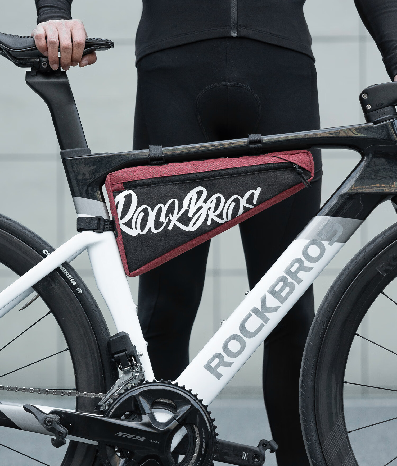 ROCKBROS Bicycle Frame Top Tube Front Beam Triangle Bag Mountain Road Bike Tool Saddle Bag Cycling Gear Brick Red 19