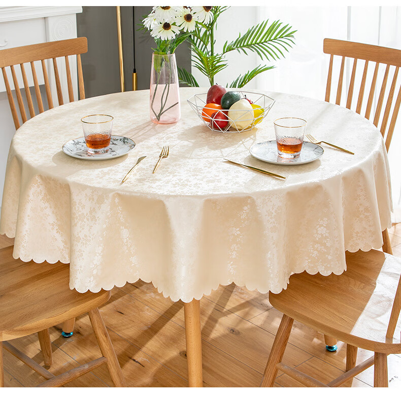 Jingxun Round Waterproof And Oil-Proof Tablecloth for Dining Tables And Restaurants, Large Round Table Cover, Diameter 180cm 2