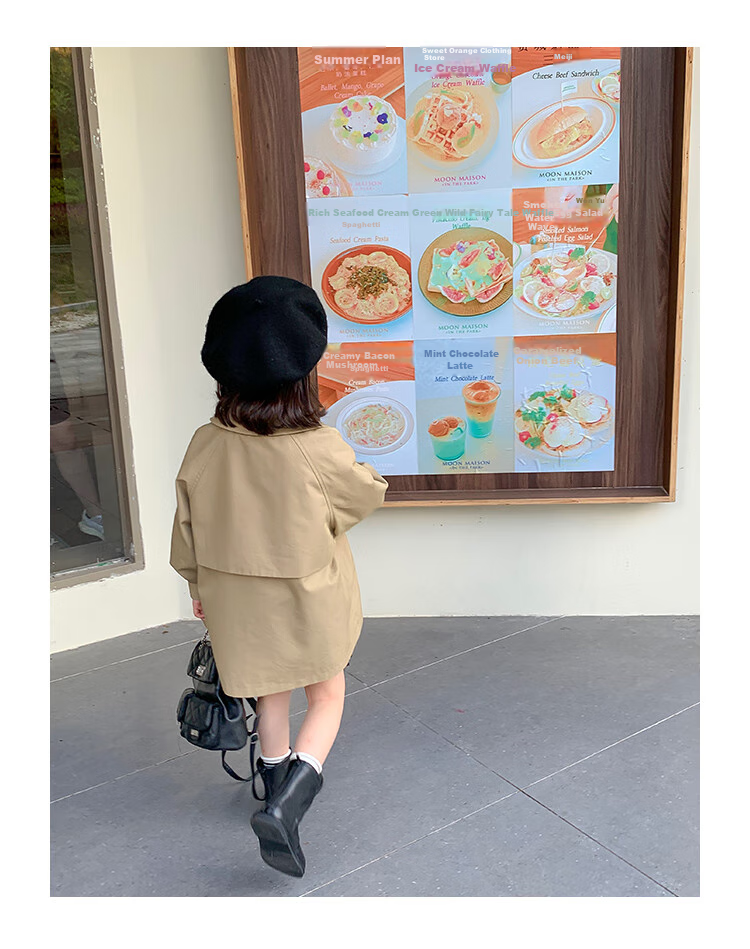 Budinghalu Girls' Jacket, Spring And Autumn Style, Children's Fashionable Versatile Windbreaker, Mid-Length, for Older Children, Casual Korean-Style Top, Trendy 16