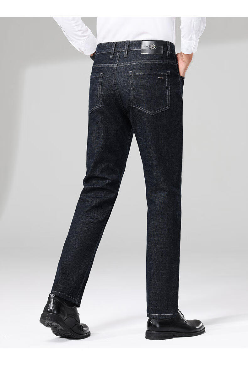 ROMON High-End Jeans for Men, Spring And Autumn Straight-Leg Slim-Fit Stretchy Skinny Casual Pants Long Trousers Black Size 30 10