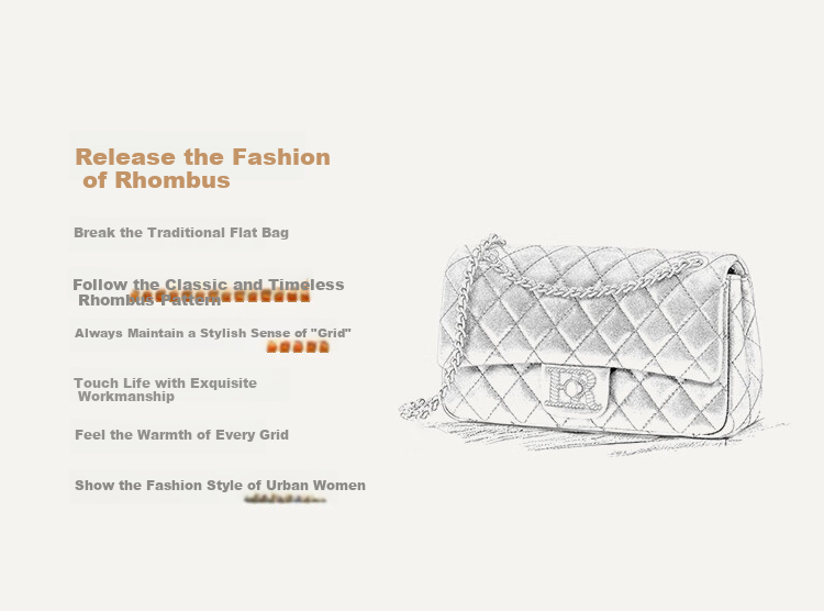 HR Handbag, Women's Small Square Bag, Diamond Pattern Chain Bag, Top-Grain Leather Shoulder Crossbody Bag for Women, Birthday Gift for Girls 2