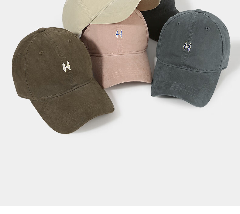 CACUSS Baseball Cap Women Spring Summer Cotton Letter Sun Hat Soft Top Large Head Circumference Slim Face Hat Dark Blue 14