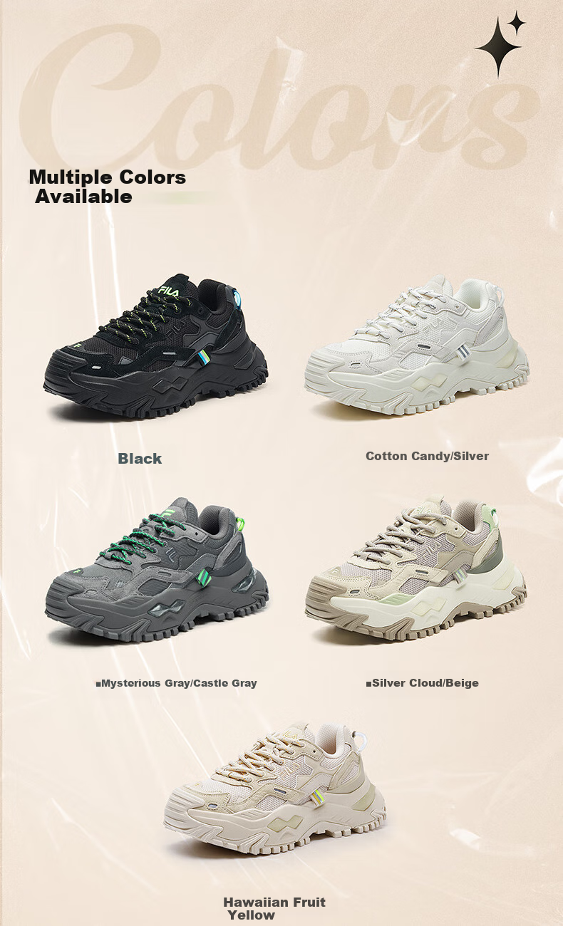 FILA FUSION Trendy Hard Candy Shoes for Women, Autumn And Winter Style, Thick-Soled Heightening Dad Shoes, Running Shoes, Casual Sneakers 13