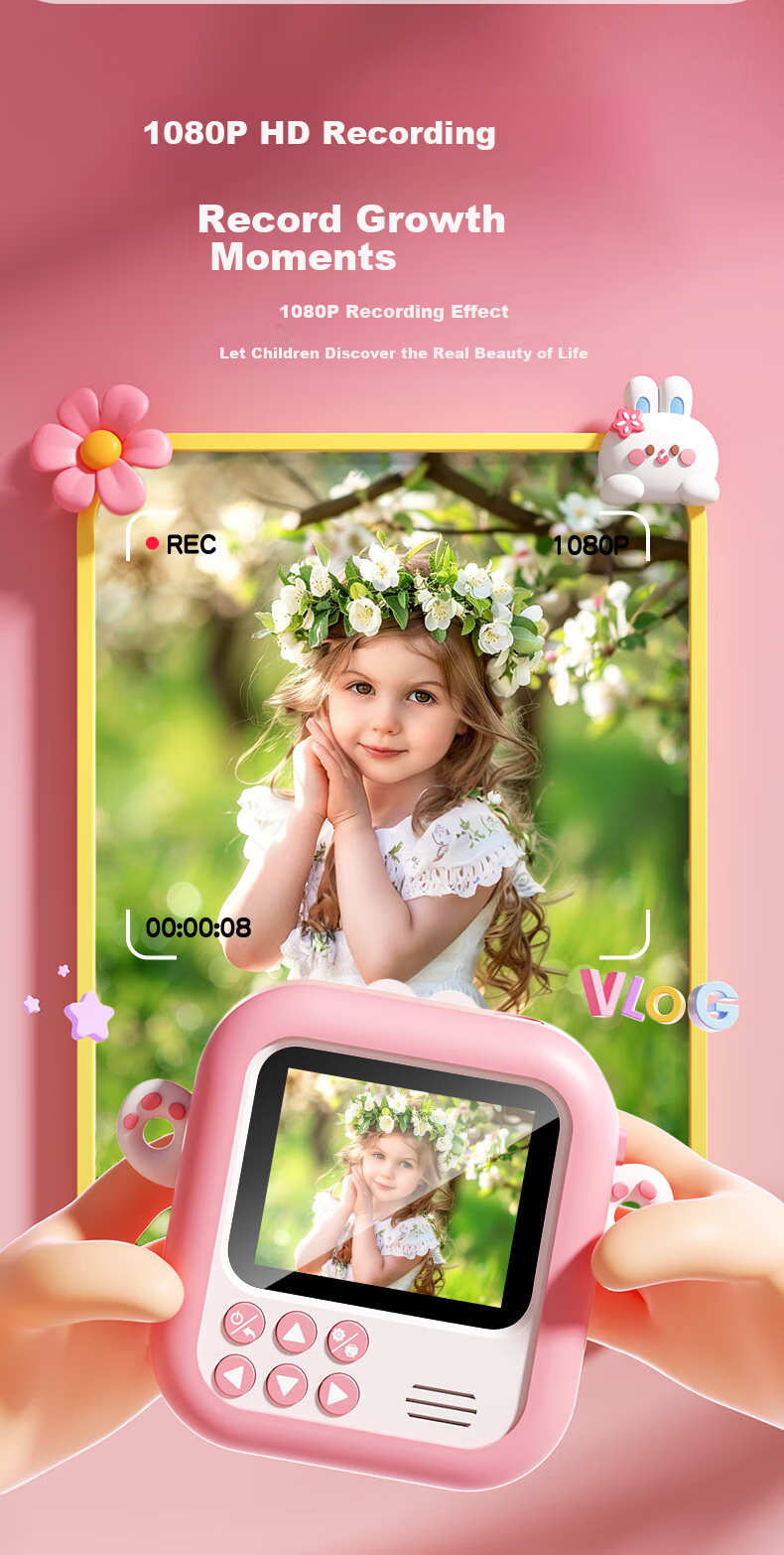 EagleStone Instant Print Kids Camera for Ages 3-6, Color Photo Printing Digital Camera for Girls 7-14, Christmas Gift 5