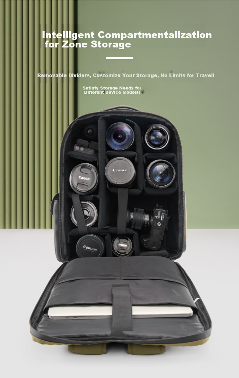 CWATCUN Camera Backpack, Large Capacity Multifunctional Travel Bag for Photography, Suitable for Canon Nikon Sony Fuji Cameras 5