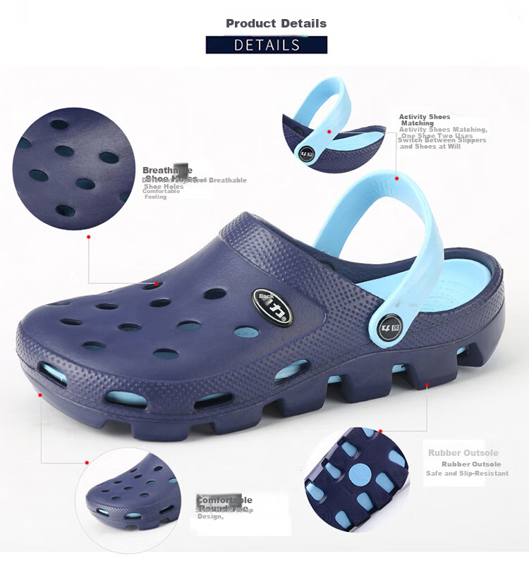 Warrior Casual Couple Slippers, Breathable Outdoor Versatile Closed-Toe Beach Shoes, Lightweight Perforated Sandals, 049 Red, Size 40 3