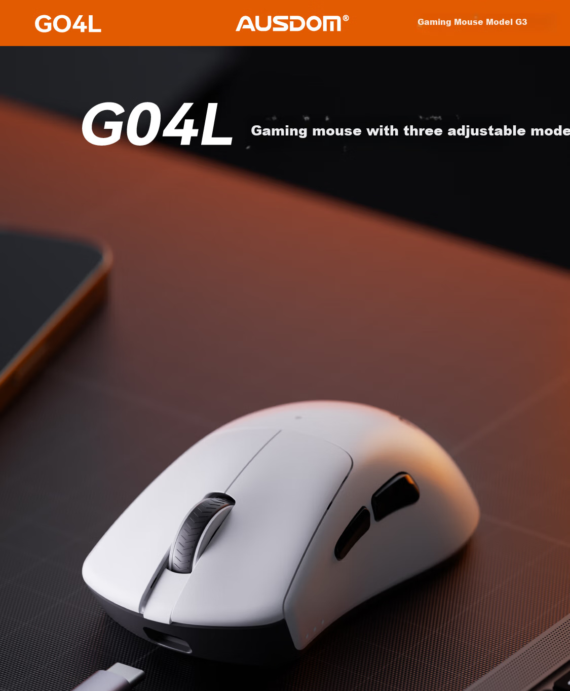 AUSDOM G04L Wireless Mouse for Gaming, E-Sports, Office, Bluetooth Mouse Wired/2.4G/Bluetooth Triple-Mode Right-Handed Ergonomic Lightweight Design with 800mAh Long Battery Life 8