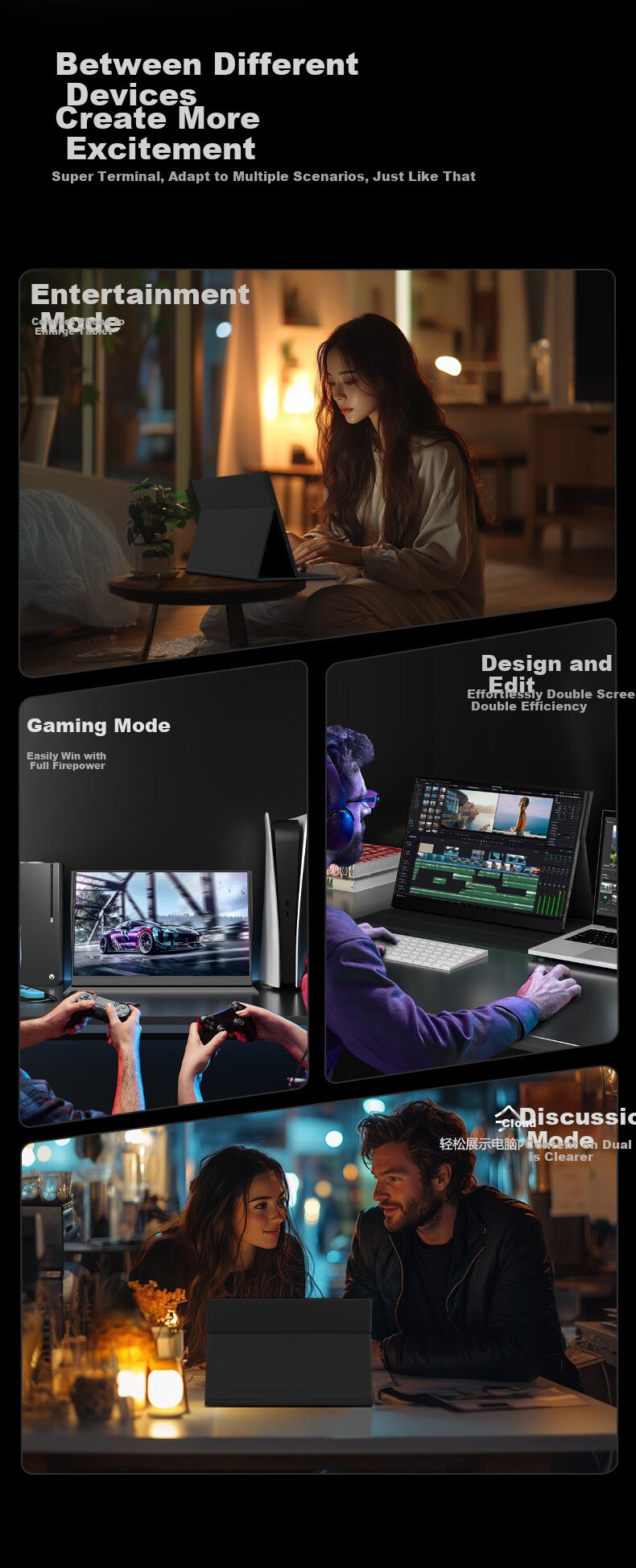 Eimio Portable Monitor [2.5K/120Hz] Display DCI-P3 Color Gamut, 16-Inch 16:10 Secondary Screen for Computer, Laptop, Switch, Mobile Phone, PS5 Expansion Screen X16S 6