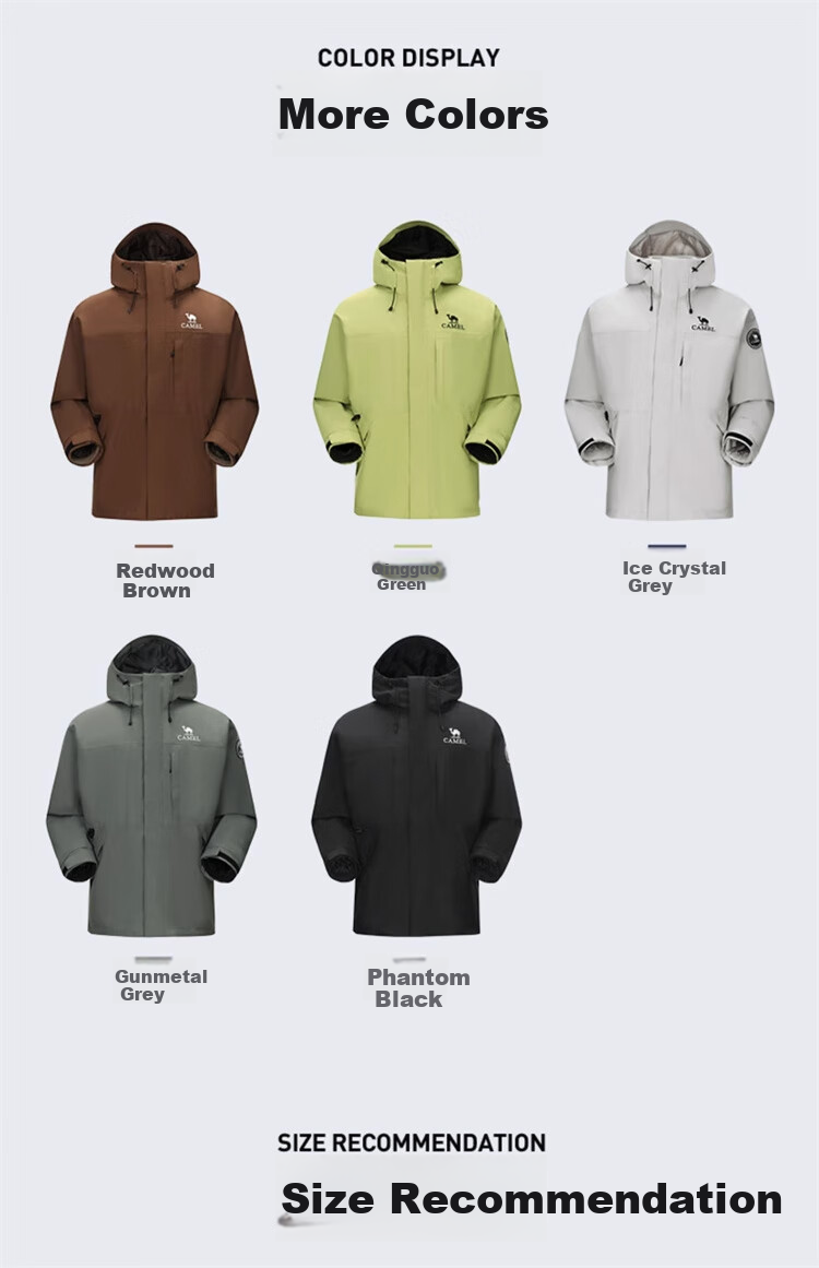 CAMEL [Wang Junkai's Choice], Outdoor Three-In Jacket for Men And Women, New Waterproof Mountaineering Coat 7