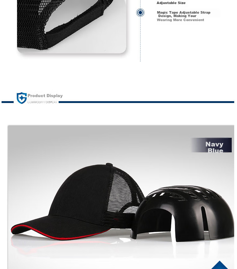 XINGGONG Safety Hard Hat, Protective Cap for Factory Workshop, Anti-Collision Sun Visor Work Cap, Sports Mesh Breathable Carbon Black 3