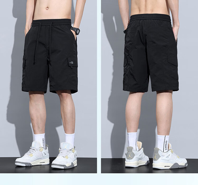 JEEP SPIRIT Ice Silk Cargo Shorts for Men, Summer Lightweight Loose-Fit American-Style Casual Five-Point Pants, Royal Blue, L 11