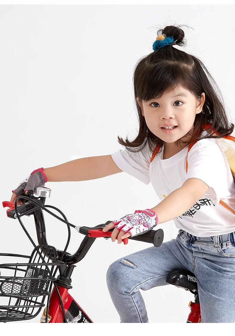 Ousen Kids Cycling Gloves Sports Non-Slip Half-Finger Cartoon Outdoor Bicycle Climbing Gloves for Boys and Girls 17