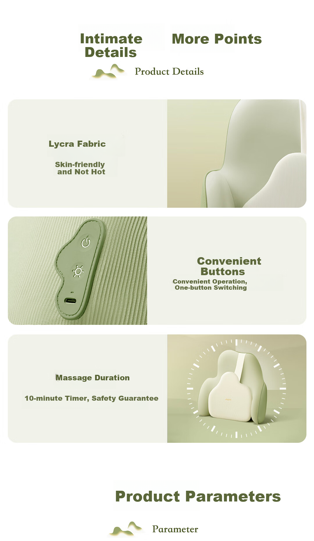 Repor P50 Waist Roller Massager Lumbar Massager Back Waist Hot Compress Office Waist Support Massage Pillow 25