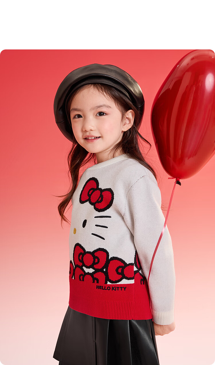 BALABALA [HelloKittyIP] Girls' Sweater, Spring And Autumn Knitted Cardigan, Cute And Sweet for Greeting Visits 10
