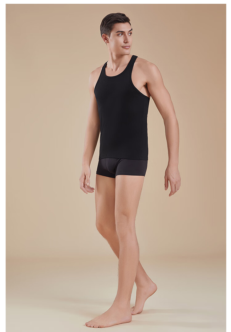 Hosa Men's Cotton Undershirt, Breathable Sports Tank Top, Round Neck, Slim Fit, High Elasticity Sleeveless Tee for Summer 6