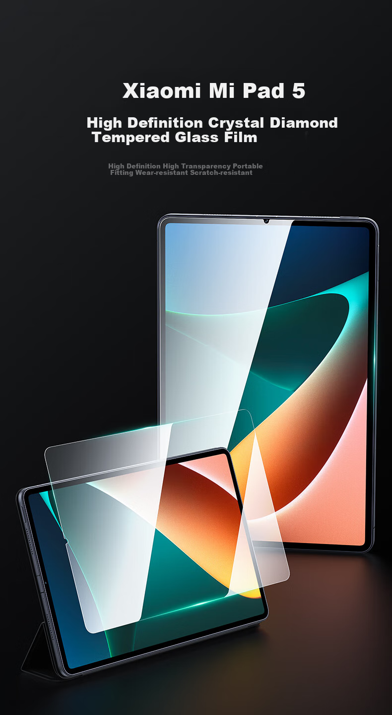 CangHua Tempered Glass Screen Protector for Xiaomi Pad 5/5 Pro, 11-Inch 2021 Model, Protective Film for Xiaomi Pad Tablet, Full Coverage Anti-Drop Anti-Fingerprint HD Screen Protector 2