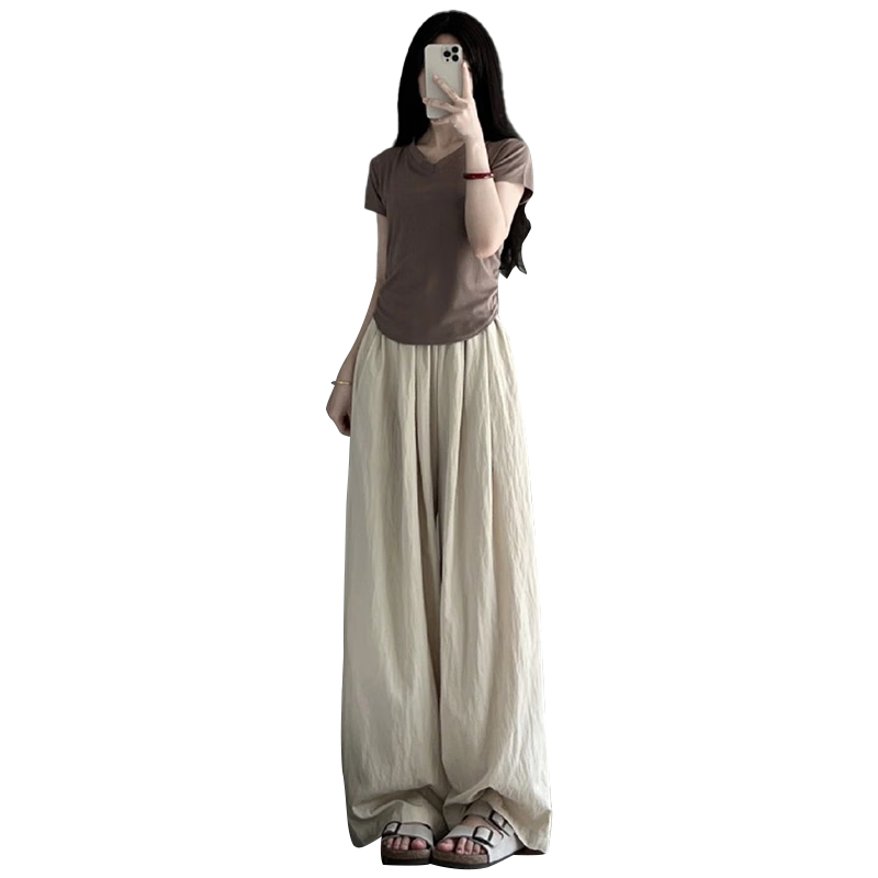 MiiOW Women's High-Waisted Straight-Leg Pants for Spring, Summer And Autumn 2026 New Style, Draping Lazy Slimming Versatile Casual Wide-Leg Trousers