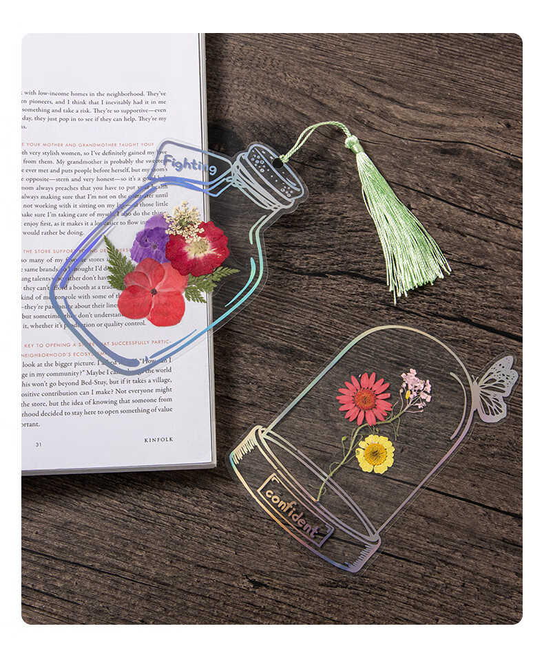 TIANSE Dried Flower Bookmark Pressed Flower Craft Kit Creative Handmade Graduation Souvenir Gift for Boys and Girls Plant Specimen Tassel Material Pack Multicolor 10 Pieces TS-6138 3